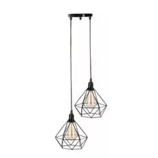Pendente Lustre Diamante Aramado Duplo Preto/Dourado/cobre