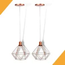 kit 2 Pendente Aramado Diamante Rose GOLD Cabo Cristal