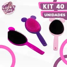 Kit 40 Escova Oval com Orelhinha Flex Para Todos os Tipo De Cabelo