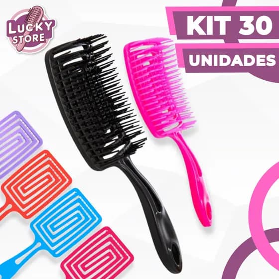 Kit 30 Escovas Flex Quadrada - Anti Frizz