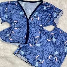 Pijama Blogueirinha Baby Dool Feminino Botão Adulto Americano Pijamas Feminino Moda Feminina