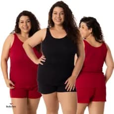 Pijama Baby Doll Plus Size Feminino Suede Liso Linha Noite Feminina