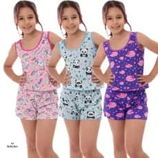 Pijama Infantil Baby Doll Short Doll Sem Bojo Menina Criança Original Estampas Variadas