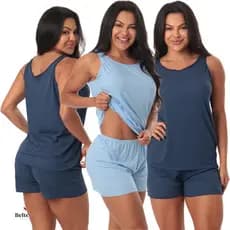 Pijama Curto Baby Doll até Plus Size Camiseta Regata Blusinha e Shortinho Sem Bojo