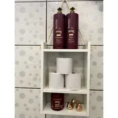 Nicho com corda de sisal decorativos para banheiro quarto lavanderia cozinha. Organizacional e decorativo, MDF branco 30x45x12