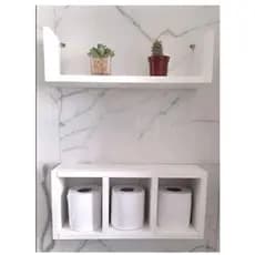 Nicho e Prateleira 2 Peças para decoração organização banheiro quarto cozinha área gourmet lavanderia Mdf branco TX,