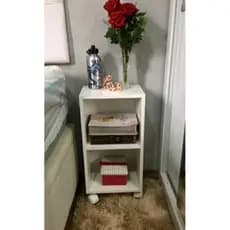 Mesa de cabeceira com rodinhas giratória 100% mdf já vai montado quarto, sala, cozinha, banheiro, lavanderia