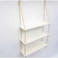 quadruplo de prateleiras 60x20 em mdf com corda de sisal, branca com 4 prateleiras