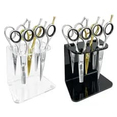 Porta 5 Tesouras Barbeiro Transparente Salão Beleza Base Barbearia Organizador Acessório Suporte