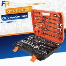 Kit de Ferramentas 82 Peças Jogo de Soquetes Completo com Chave Catraca Reversível e Maleta