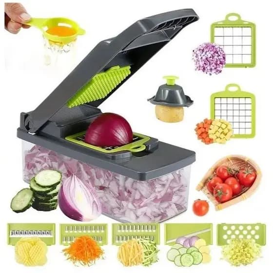 Cortador Fatiador 16 em 1Ralador Multiuso Cozinha Slicer Aço Inox Legumes Verduras Frutas Alimentos