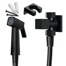 Ducha Higiênica Preto Fosco Registro 1/4 Volta e Mangueira Metal Ducha Banheiro