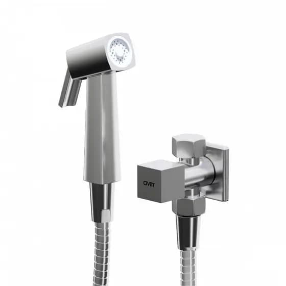 Ducha Higiênica Chuveirinho Quadrada Metal Cromada 2 saidas