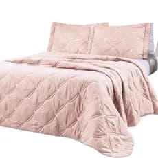 Cobre Leito King Unique 200 Fios Bordado 3 Peças - Rose