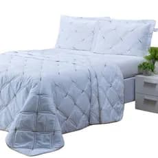 Cobre Leito Queen Unique 200 Fios Bordado 3 Peças - Branco