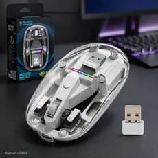 Mouse Sem Fio Wireless Bluetooth + 2.4ghz Transparente Exbom MS-S350T