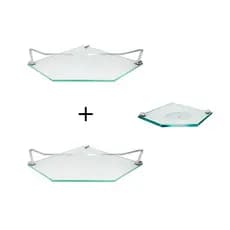 Combo 2 Porta Shampoo (21x21) + saboneteira sextavada incolor
