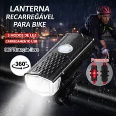 Kit Lanterna para Bike Dianteira e Traseira com Suporte Para Segurança Para Ciclista