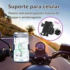 Suporte Celular Motocicleta Giratório com Fixação Segura