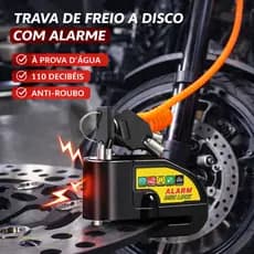Trava de Disco para Moto e Bike com Cadeado E Alarme Sonoro Antifurto