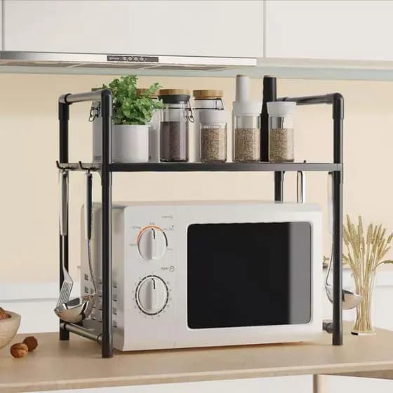 Suporte de Mesa Organizador Micro-Ondas Rack Organizar Cozinha Condimentos Temperos Pratos Xícaras