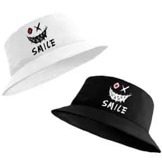 Chapéu Bucket Hat Unissex Estampado Carinha Smile Chapéu Moda Verão