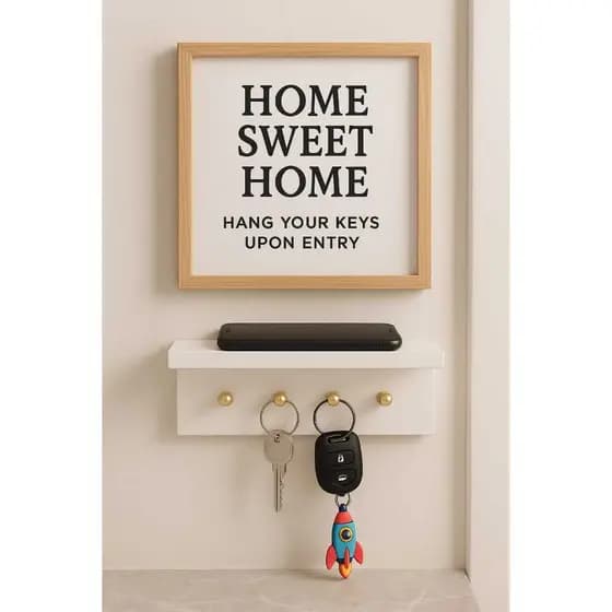 Porta chave em mdf cor branco organizador de chave e chaveiro