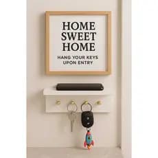 Porta chave em mdf cor branco organizador de chave e chaveiro