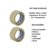 Kit Econômico 10 Fitas Largas • Ultra Forte • Perfeito p/ Envio e Embalagens FITA ADESIVA durex