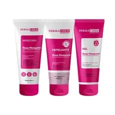Kit Cuidados com a Pele Seca Rosa Mosqueta Hidratante Dermachem Limpeza Facial 3 produtos