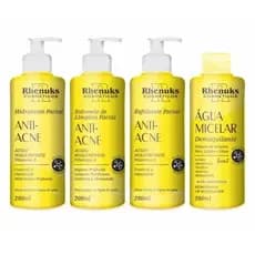 Kit Skin Care Tratamento Facial Anti Acne Cuidados com a Pele Controle de Oleosidade Rhenuks 4 itens