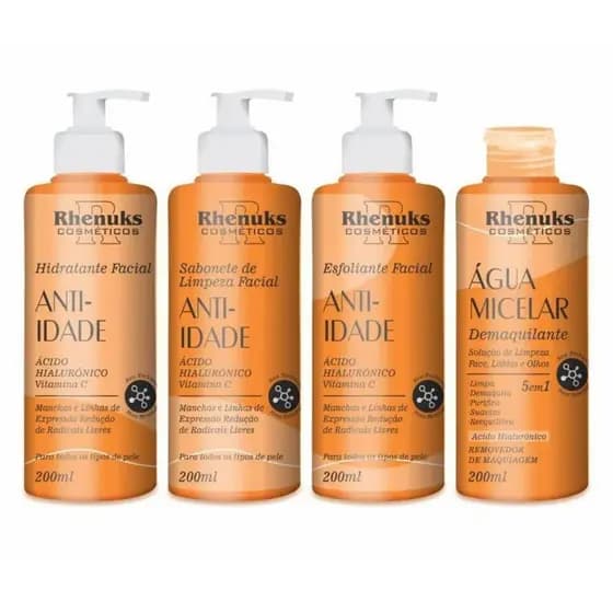 Kit Skin Care Limpeza Facial Completo Anti Idade Rhenuks Cuidados com a Pele Vitamina C