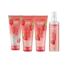 Kit Banho Cuidados com a Pele Morango Feminino Corporal e Facial Dermachem