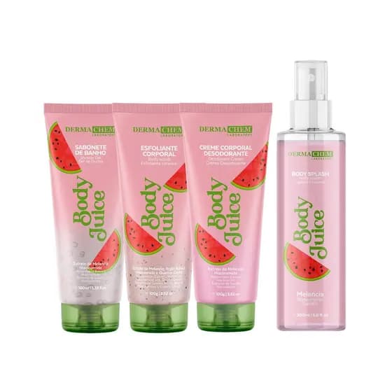 Kit Corporal Melancia Dermachem Completo Feminino Banho Cuidados com a Pele Body Juice