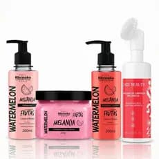Kit Banho Limpeza de Pele Corporal Melancia Feminino Rhenuks com Mousse Facial