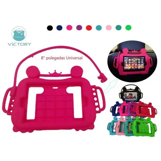 Capa  Tablet 8 Polegadas Universal Kids Alça Com Suporte Veicular Para Todas Marcas 20x14cm