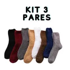 Kit 03 Pares Meias Felpudas Grossas Masculina Para Frio Adulto Outono Inverno