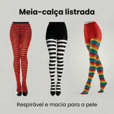 Meia-Calça Listrada Cosplay JK / Estilo Universitário Trendy