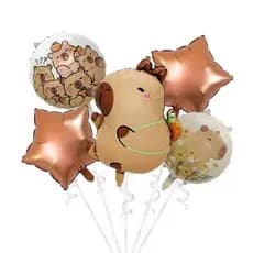 PACOTE C/ 05 Unidades Balões Decorativos Capivara de Personagem Animado para Decorar Festas