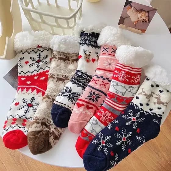 Kit 2 Meias Térmicas De Lã Adulto Forrada Femininas Masculinas Casal Inverno