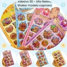Cartelas Adesivo 3D Shaker Capivara – Alto Relevo com Água/Capivara Kawaii para Planner e DIY