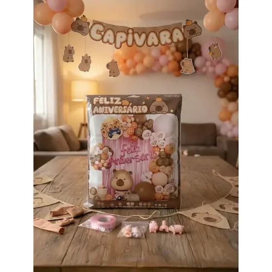 Kit Completa 83 Balões CAPIVARA Metalizado Decoração deFeliz Aniversário/Festa