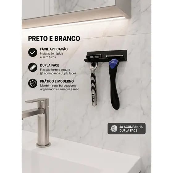 Suporte para Prestobarba/Barbeador – Sem Furos, Dupla Face, Organizador Moderno   2. Suporte Premium para Gillette!