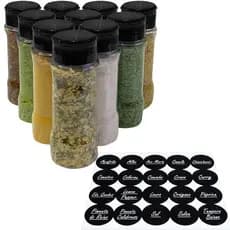 Kit de 10 Potes Organizadores de Plástico para Tempero Condimentos com Etiquetas