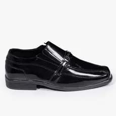 Sapato Masculino Preto Juvenil Infantil Social Com Fivelinha Lindo E Leve