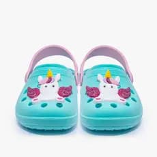 Chinelo Babuche Infantil Sandália Menina Papete Delicada Com Unicórnio Azul