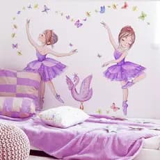 Adesivos de parede para meninas com dança de cisne, decoração de fundo de casa Adesivos de parede