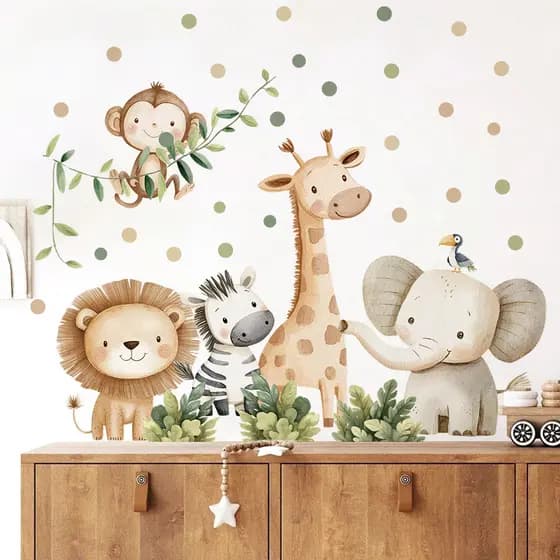 Adesivos de parede pradaria Animal girafa elefante número dos desenhos animados adesivos de parede quarto das crianças d