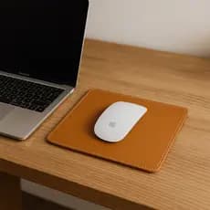 Mouse Pad Exclusivo Luxo Couro Sintético Costura Premium Gamer Escritório Promoção