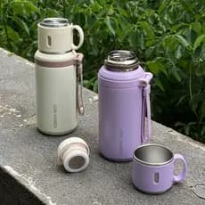 Garrafa Térmica Inox Premium 600ML com Copo Removível, Filtro de Chá, Design Elegante e Alta Conservação de Temperatura